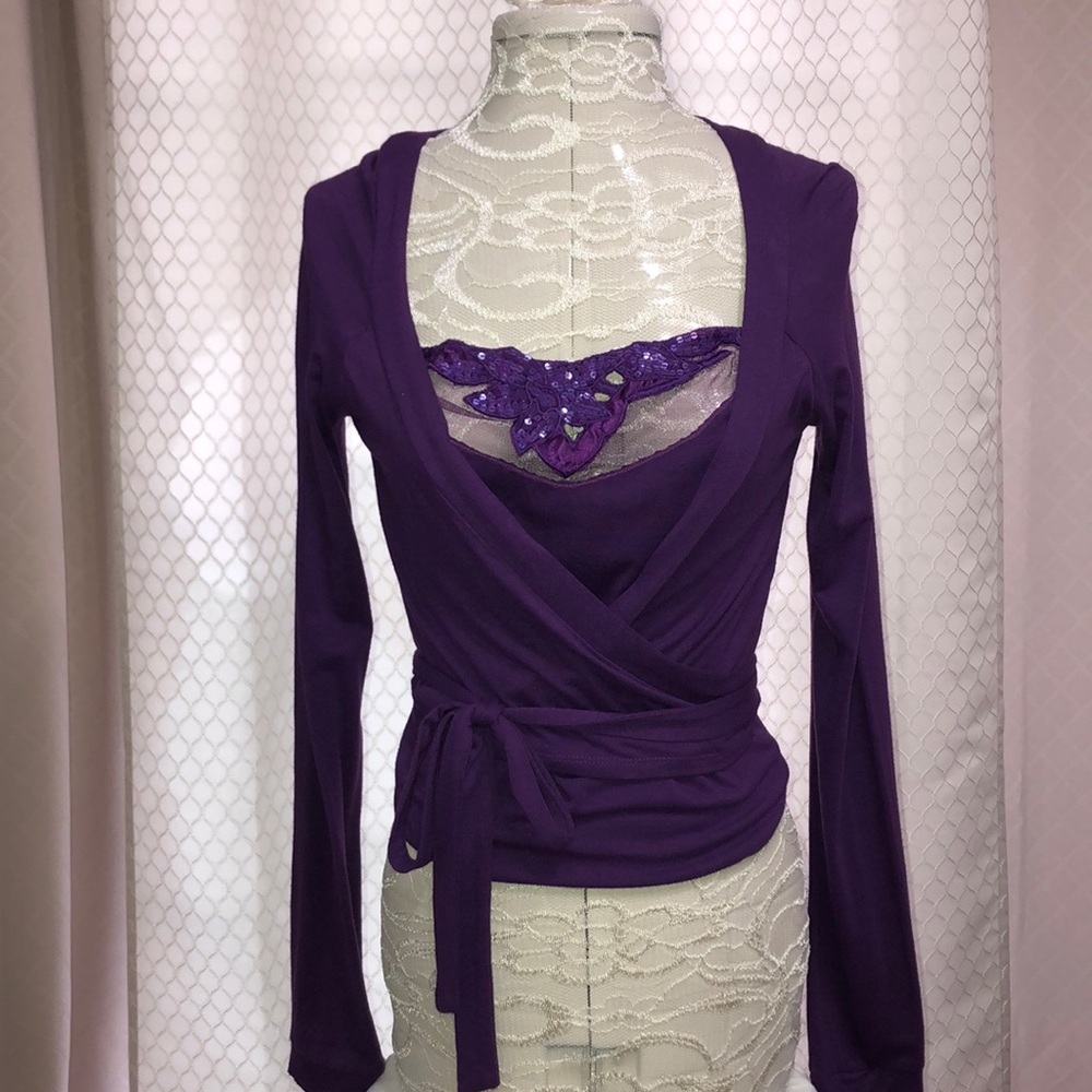 BCBGirls Purple Wrap Top - Picture 2 of 3